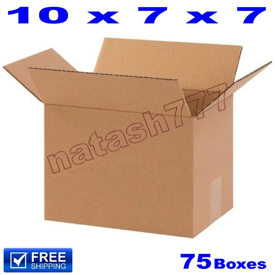 75 - 10x7x7 Cardboard Boxes 32-ECT Mailing Packing Shipping Corrugated Carton - Image 1 of 1