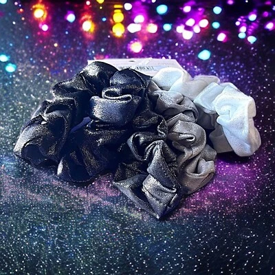 KITSCH Scrunchies - Set of 5 in Metallic Black/Gray Brand New With Tags - Image 1 of 4