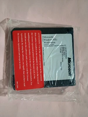 Microsoft Windows NT 4.0 Workstation CD, Floppy Disc w/Key New Unopened - Image 1 of 3