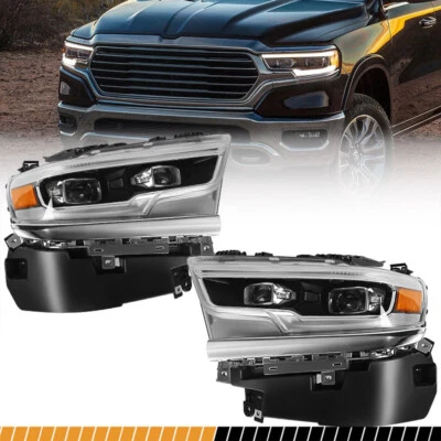 Pair For 2019-2025 Dodge Ram 1500 Projector Headlight Assembly Full LED Lamp - Image 1 of 4