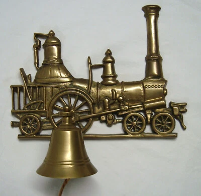 Vintage 12" Brass Wall Mount Dinner Bell Train Locomotive Steam Engine - Image 1 of 4