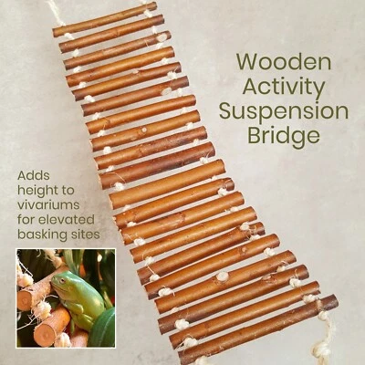 NATURE'S GOODIES Wooden Activity Suspension Bridge Swing Climbing Toy Ladder Viv-kept Amphibians