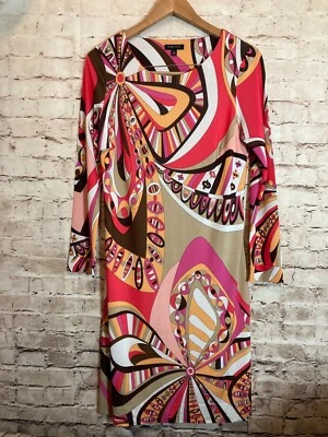 Vestido Etcetera Midi Mujer 6 Rosa Retro Floral Cambio Manga Larga Elástico Foto 1 de 4