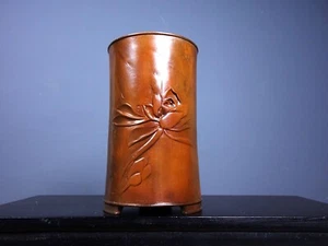 Collect Chinese Boxwood Handmade carve lotus pattern Exquisite brush pot - Picture 1 of 9