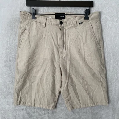 Hurley Mens Chino Shorts Solid Beige Waist Size 32 Cotton Button Zip - Image 1 of 4