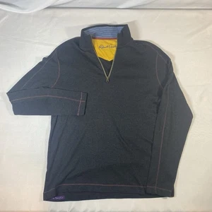 Robert Graham Herren schwarz Viertelreißverschluss Pullover klassische Passform Baumwolle Stehkragen L - Bild 1 von 6