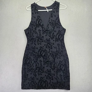 Vestido ceñido al cuerpo Free People L Floral Terciopelo Burnout Quemado Mini Fliral Negro - Imagen 1 de 13