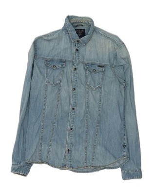 GUESS Mens Denim Shirt Medium Blue AQ04 - Image 1 of 3