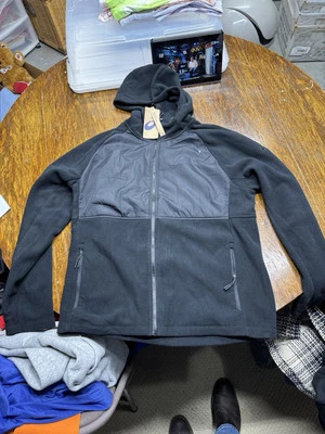 Sudadera con capucha ASICS tejida polar negra cremallera completa FZ NUEVA CON ETIQUETAS grande para hombre Foto 1 de 4