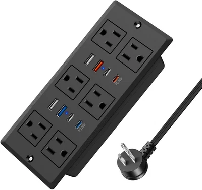 Recessed Power Strip with PD 30W Fast Charging, Conference Desk Flush Mount Outl - Image 1 of 4
