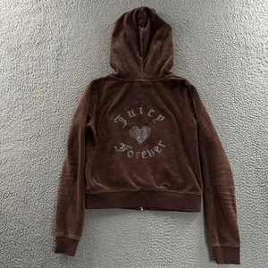 Juicy Couture x Forever 21 Womens Hoodie Brown Size Small Velour Cotton Blend - Picture 1 of 15