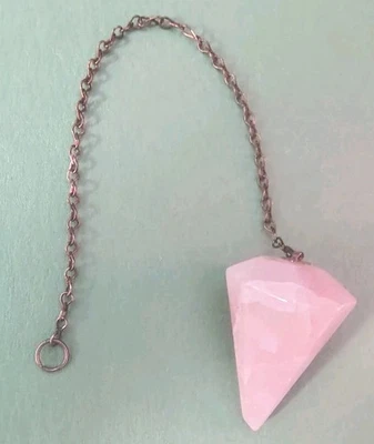 Vintage PINK QUARTZ Pendulum In Silver Tone  - Image 1 of 4