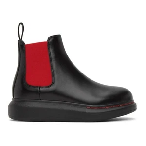 Neu im Karton Alexander McQueen Hybrid schwarz/rot Leder Chelsea Boots 44EU/11US $ 790,00 - Bild 1 von 19