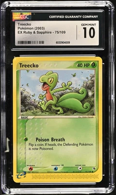 CGC 10 GEM MINT Treecko 75/109 EX Ruby Sapphire 2003 Pokemon - Image 1 of 2