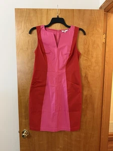 Boden Helena Chino Colorblock Sheath Dress Pink Red Sleeveless NWT Size US 8R - Picture 1 of 14