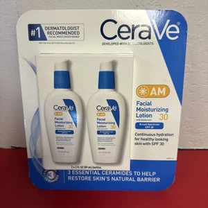 CeraVe Face Moisturizer Lotion w/Sunscreen SPF 30 - 3oz Set 2 Pack NEW OPEN BOX - Picture 1 of 4