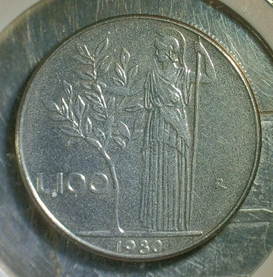 WORLD COIN SALE-1980  ITALY 100 LIRE--STAINLESS STEEL COMPOSITION COIN-KM# 96.1 - Image 1 of 3