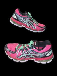 ASICS Gel Nimbus 16 Hot Pink Green Running Sneakers Shoes Size 8 Excellent - Picture 1 of 9