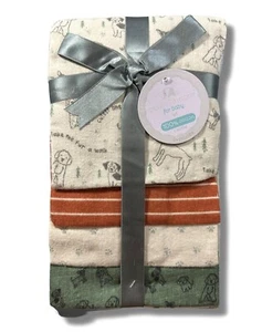 RECEIVING X4 - PETITE BOYS 243 - DOG PUPPY WALK - BLANKETS COTTON 4 PACK BABY - Picture 1 of 1