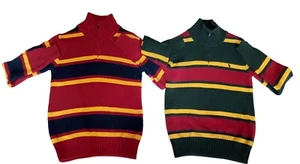 Vtg Polo Ralph Lauren Boys Size Large Sweater Turtleneck Rugby Striped Top (x2)  - Picture 1 of 11