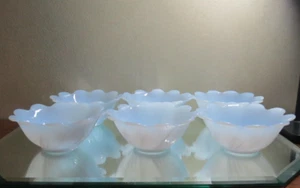 6 Anchor Hocking Azurite Fire King Party Bowl Leaf and Blossom line - Picture 1 of 12