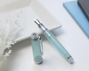 Sailor × Wancher Professional Gear 21K Fountain Pen Frozen Sake Pale Blue F Nib - Picture 1 of 14