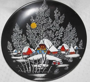 Placa de arte vintage Martin Mehkek numerador galería luz de luna sobre el pueblo - invierno - Imagen 1 de 4