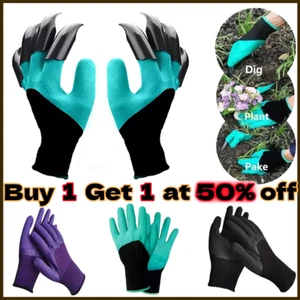 Gardening Gloves Mens Womens Work Gloves With Claws For Digging Planting Seeding - Picture 1 of 15