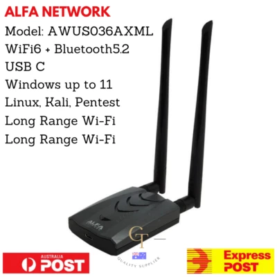 ALFA NETWORK AWUS036AXML USB-C WiFi 6E Long Range Tri Band 6Ghz WiFi Adapter - image 1 of 4