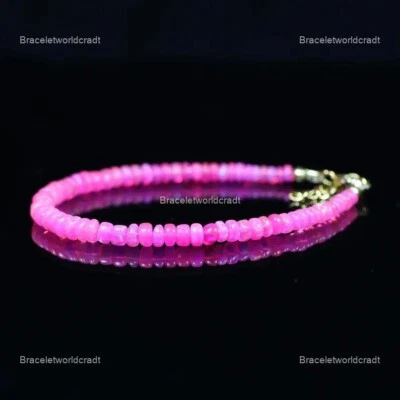 Sterling Silver Rondelle Ethiopian Opal Gemstone Chain Best Friend Gift Bracelet - Imagem 1 de 3