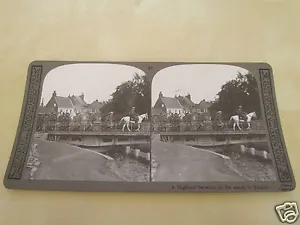 WW1 STEREOVIEW HIGHLAND BATTALION ON THE MARCH IN FRANCE  - Picture 1 of 1