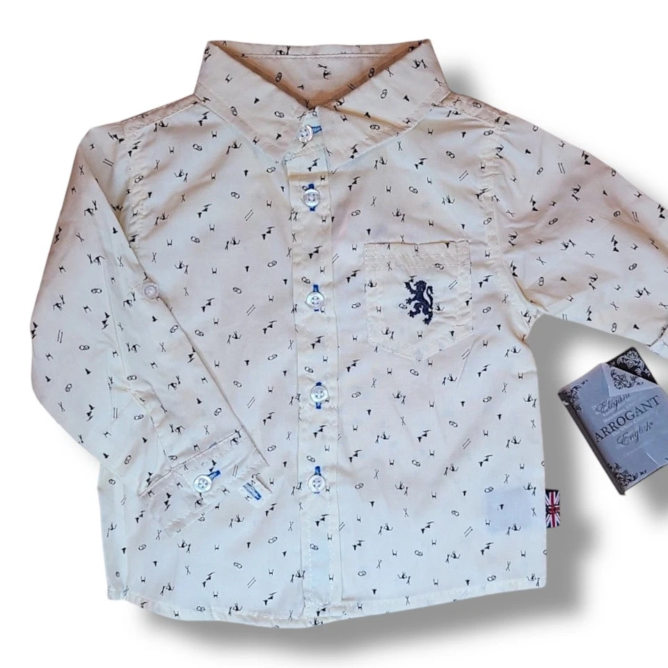 ¡NUEVO! Camisa abotonada manga larga bebé niño lavandería inglesa talla 12 meses Foto 1 de 1