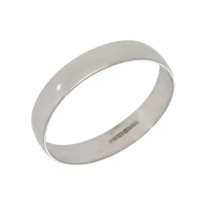 Alianza de boda de oro blanco de 9 quilates de segunda mano de 4 mm tamaño: R oro de 9 quilates unisex - Imagen 1 de 2