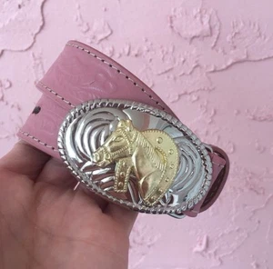 Nocona Pink Leather Western Belt with Buckle Horse Rodeo Child’s Toddler Kids - Picture 1 of 6