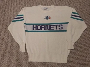 VINTAGE Charlotte Hornets NC Stripe Cliff Engle Sweater NBA Basketball 80s 90s L - Bild 1 von 9
