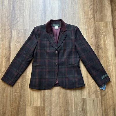 Blazer De Colección Para Mujer Harve Bernard Talla 14 Lana Cuadros Cuello Gamuza Ecuestre Foto 1 de 4