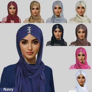 Bufanda envolvente de hiyab islámico para mujer turbante cubierta para la cabeza chales pañuelo musulmán estolas - Imagen 1 de 25