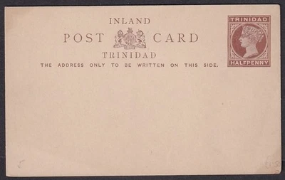 Tarjeta postal interior Trinidad QV 1884 1/2d marrón como nueva. HG #2 Foto 1 de 2