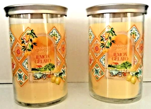 ZITRONENGELATO GROSSE GLASKERZEN 22 Unzen 2 Docht Becher YANKEE CANDLE HELLO ITALIEN X2 - Bild 1 von 4