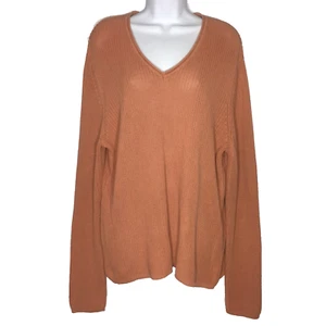 Chicos Womens V Neck Pullover Sweater Size 3 (XL) 16 Coral Orange Silk Cotton - Picture 1 of 9