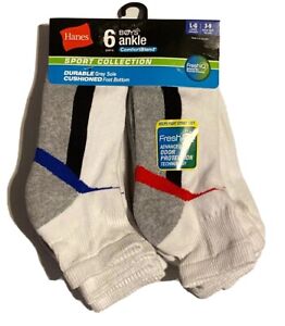 Hanes Boys' EZ Sort ComfortBlend Ankle Athletic Sport Low-Cut Socks -6 Pack