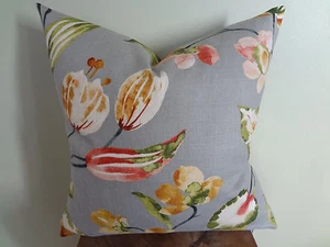 Decorative Pillow Cover Grey Green Red Brown Large Floral Pattern - Picture 1 of 5