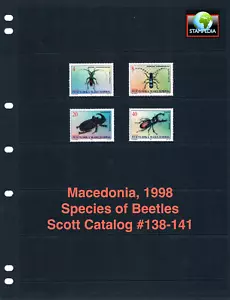 1.5x $4.05 Scott Value - 1998 MACEDONIA Beetles Insects NORTH MNH NH UMM - Picture 1 of 4