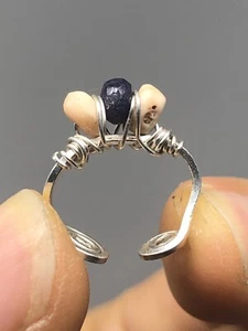 Feinsilber Handarbeit Ear Cuffs echter Saphir + Feueropal E4 - Bild 1 von 5