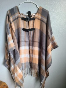 Poncho de punto para mujer Mixit, a cuadros multicolor - Imagen 1 de 4