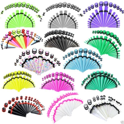 Kit de estiramiento de orejas 24/36/54 piezas tapones conos de oreja acrílicos medidores para principiantes 14G-00G Foto 1 de 4