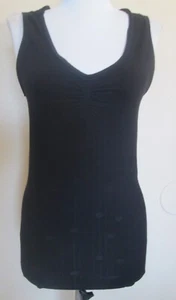 Last Tango Botique Black V-neck Tank Top Women's M/L Textured cotton blend ~ NEW - Picture 1 of 5