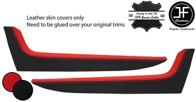 BLACK RED  2X DOOR POCKET TRIM LEATHER COVERS FOR SMART ROADSTER 452 03-05 - Image 1 of 2