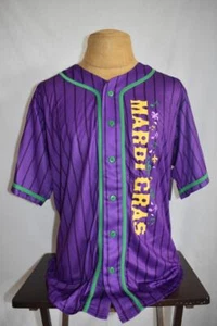 Mardi Gras Men's MARDI GRAS Graphic Baseball Jersey Shirt Purple NWT - Picture 1 of 4