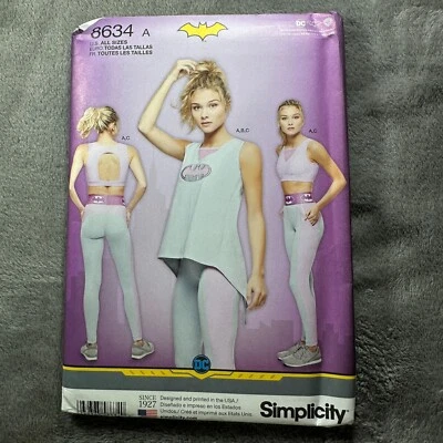 Simplicity 8634 Sports Bra 30A 44G Top Leggings Sz 6-24 Batgirl Knit Workout Gym - Image 1 of 4